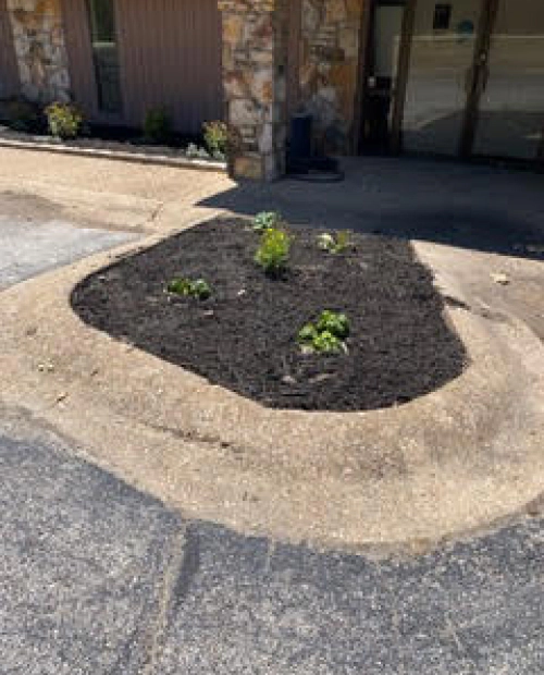 hardscaping project outside a commercial building mountain home ar